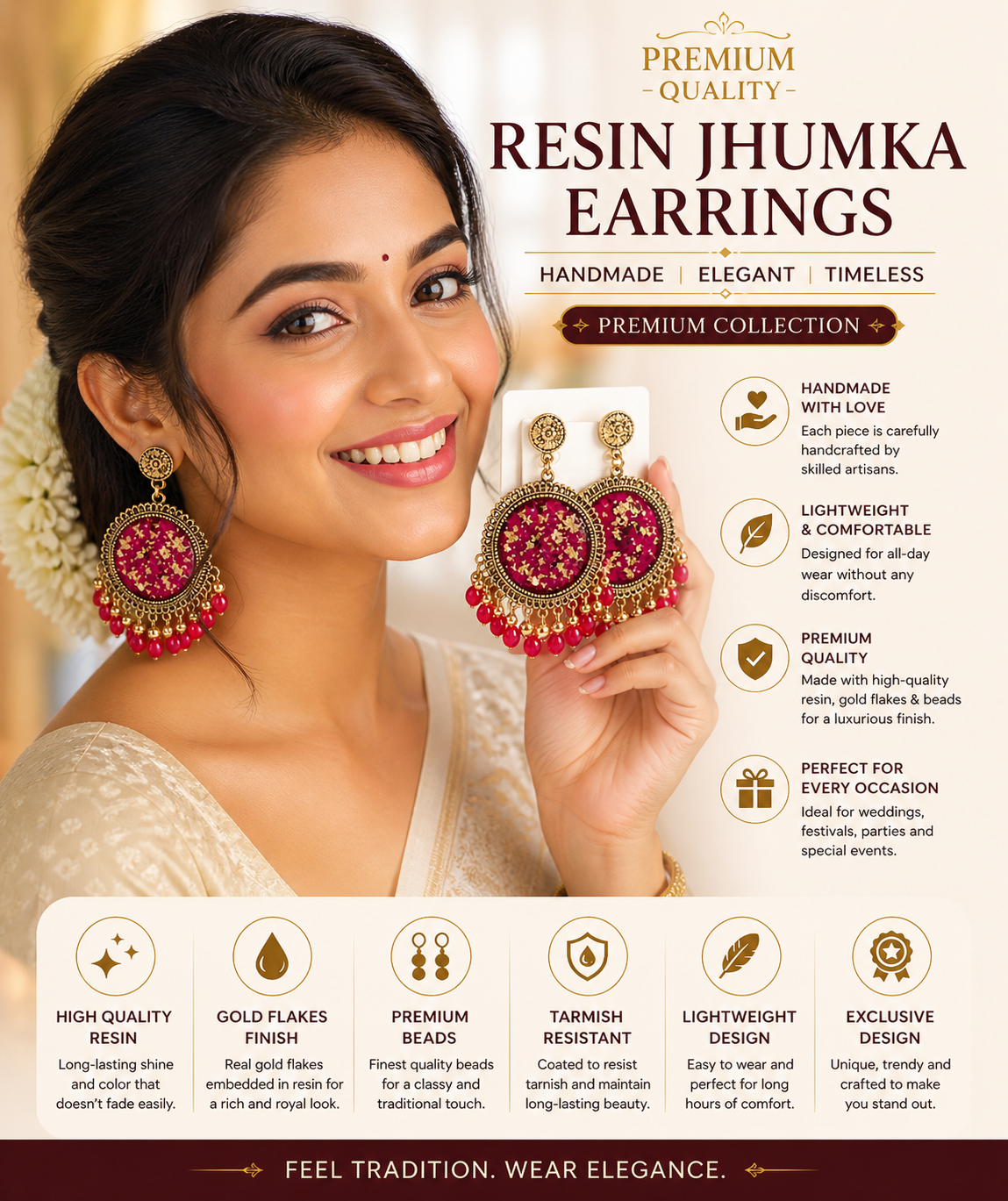 Resin Jhumka Earrings