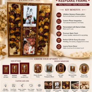 Resin Wedding Keepsake Frame – Personalized Floral Memory Preservation Frame