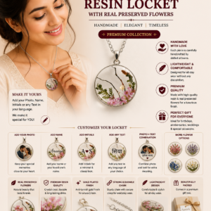 Personalized Resin Flower Locket Necklace